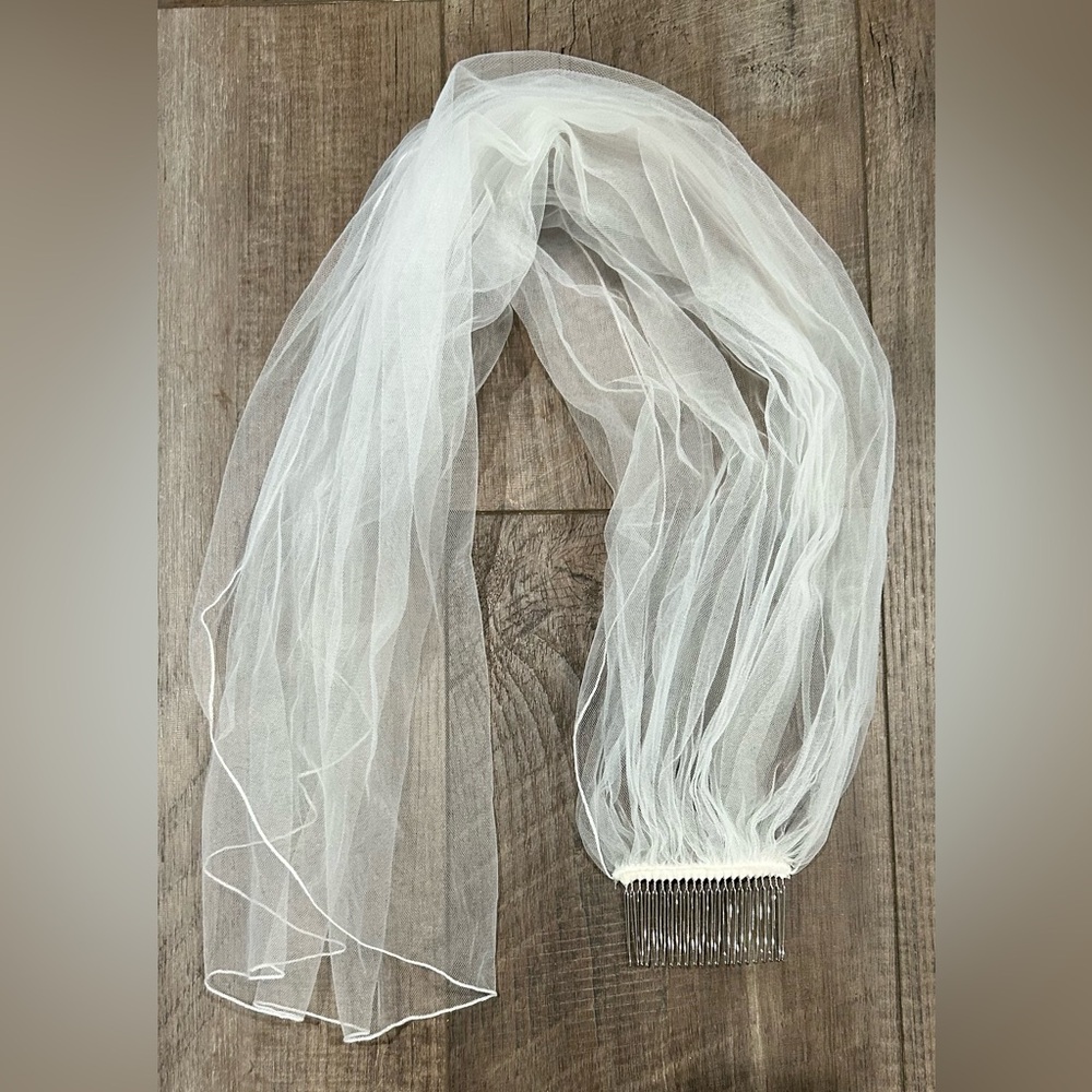 Bridal Wedding Veil Tulle with Comb 36” White Net